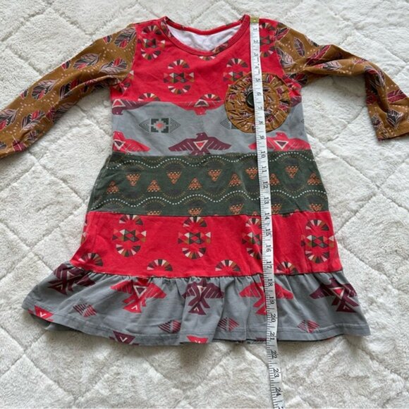 Jelly The Pug | Red & Gray Feather Aztec Tribal Cameron Knit Dress | Size 5 - Picture 10 of 10